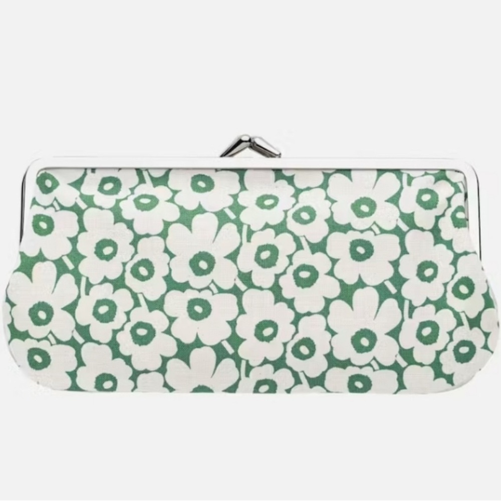 NWT Marimekko Unikko Kisslock Green White Pouch 60th Anniversary